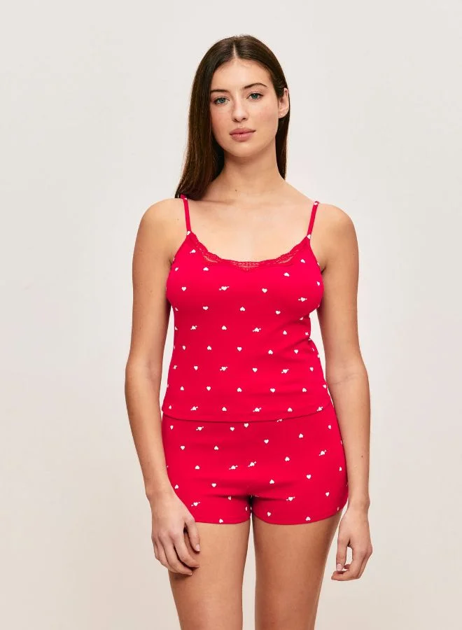 UNDIZ Heart print jersey camisole
